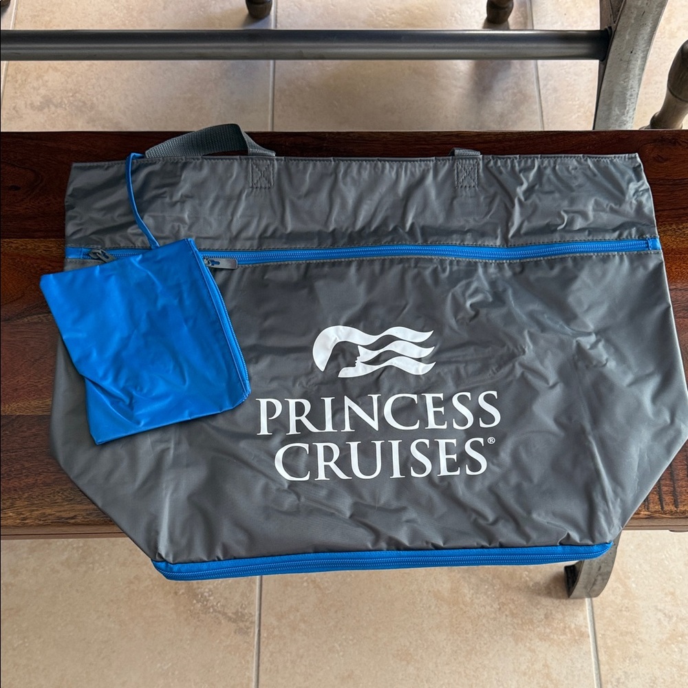 Princess Cruises Gray and Blue zippered Beach bag New